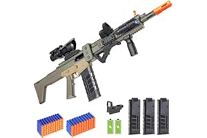 AFQJF Realistic Toy Gun for Nerf Guns Darts, Foam Blaster - with Scope 120 Soft Bullets 3 Magazines, Semi-Auto Sniper Rifle Electric Machine Guns for Boys 6-12 Age for Kids and Adults