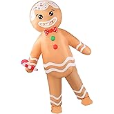 Opemon Christmas Inflatable Gingerbread Men Costume Adult Outfit Unisex Onesie Full Body Funny Costumes Men Women Fancy Dress Blow Up Suit for Halloween Xmas Holiday Cosplay Parties