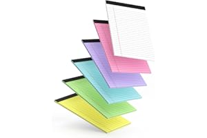 CIPHYFEE 6pcs Small Note Pads, Color Notepads 5x8 College Ruled Notebook, Writing Pads 5 x 8, Legal Pads, Memo Pad Paper Perforate Narrow Ruled Notebooks for Work, School, Office,30 Sheets/Pack
