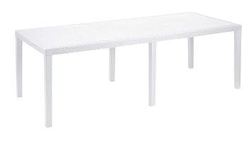 Kunststoff Ausziehtisch Queen weiß, in Rattan Optik, 150/220 x 90 cm, von IPAE Progarden, Made IN Europe