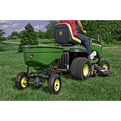 John Deere 130-lb Tow-Behind Lawn Spreader - Durable Polyethylene Broadcast Spreader for Large Yards
