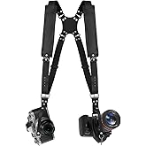 Bebaimis Dual Camera Harness Strap for Two-Cameras,Dual Shoulder Leather Camera Strap,Double Camera Harness for DSLR/SLR