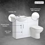 VeeBath Linx 1050 Vanity Unit Set, Wash Basin & WC Toilet Pan - White view 2