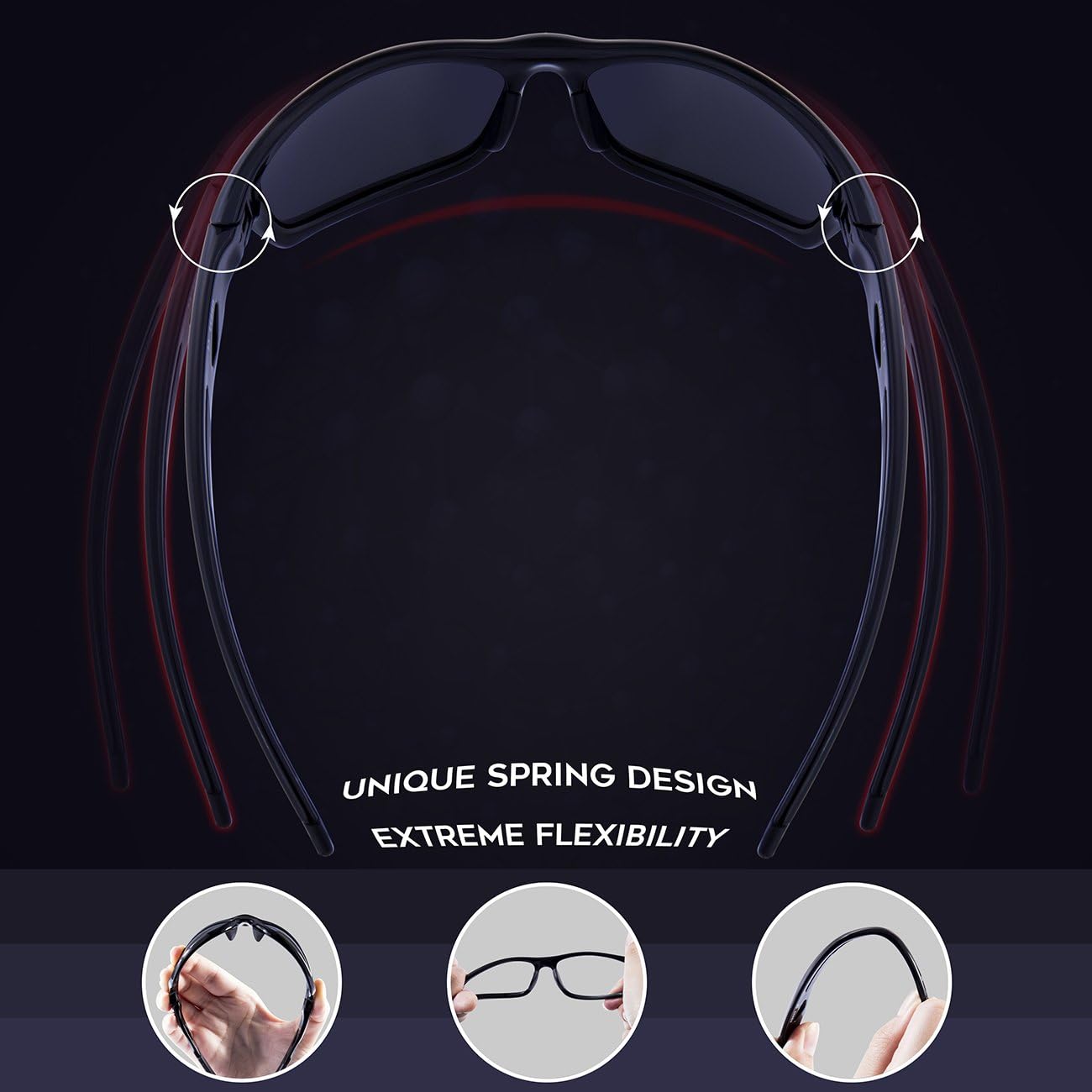 RIVBOS Polarized Sports Sunglasses Driving Sun Glasses shades for Men Women Tr 90 Unbreakable Frame for Cycling Baseball Running Rb833 833-black&black : Clothing