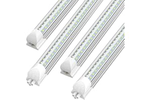 SHOPLED 8FT 100W 15000LM 6000K Cool White High Output Linkable T8 Tube Fixtures, V-Shaped, 8 Foot Lights for Garage, Warehouse, 4 Pack
