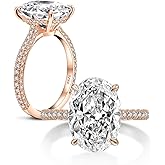 AINUOSHI 925 Sterling Silver Women Wedding Rings 5 Carat Oval Cut Cubic Zirconia Engagement Ring