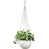 Mkono 43 Inch Macrame Plant Hanger Large for up to 12 Inch Pot Extra Long Hanging Plant Holder No Tassels Hanging Planter Bas