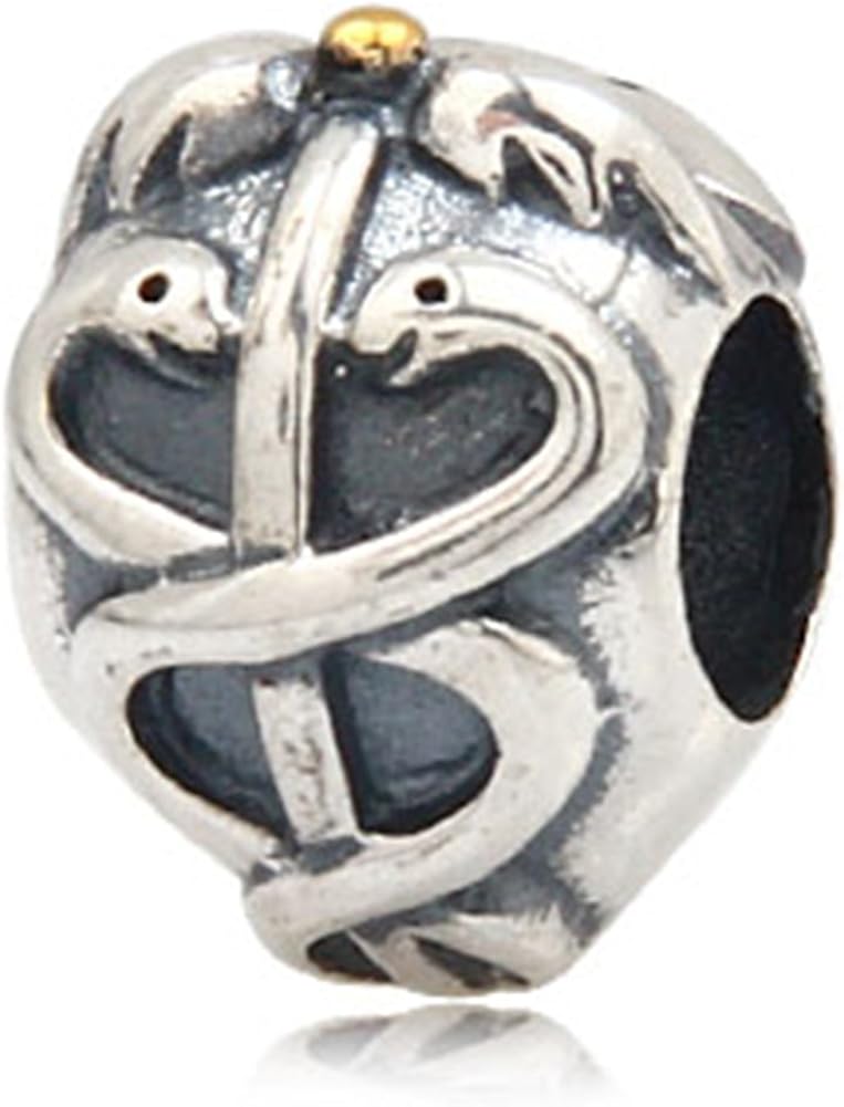 ARTCHARM Life Saver Charm - 925 Sterling Silver Two Snake Charm - Fit for DIY Charms Bracelets