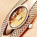 Elegant Rose Golden Oval Quartz Watch OL Lady Cuff Bangle Bracelet