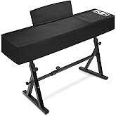 Explore Land 88 Keys Digital Piano Dust Cover with Music Stand Opening and Pockets - Waterproof Leatherette Electronic Keyboard Cover Fits for Most Piano(Black)