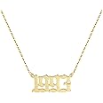 Aimber Birth Year Necklace 18K Gold Plated Birth Year Number Pendant Necklace Stainless Steel Birthday Year Necklace for Women,1970-2024