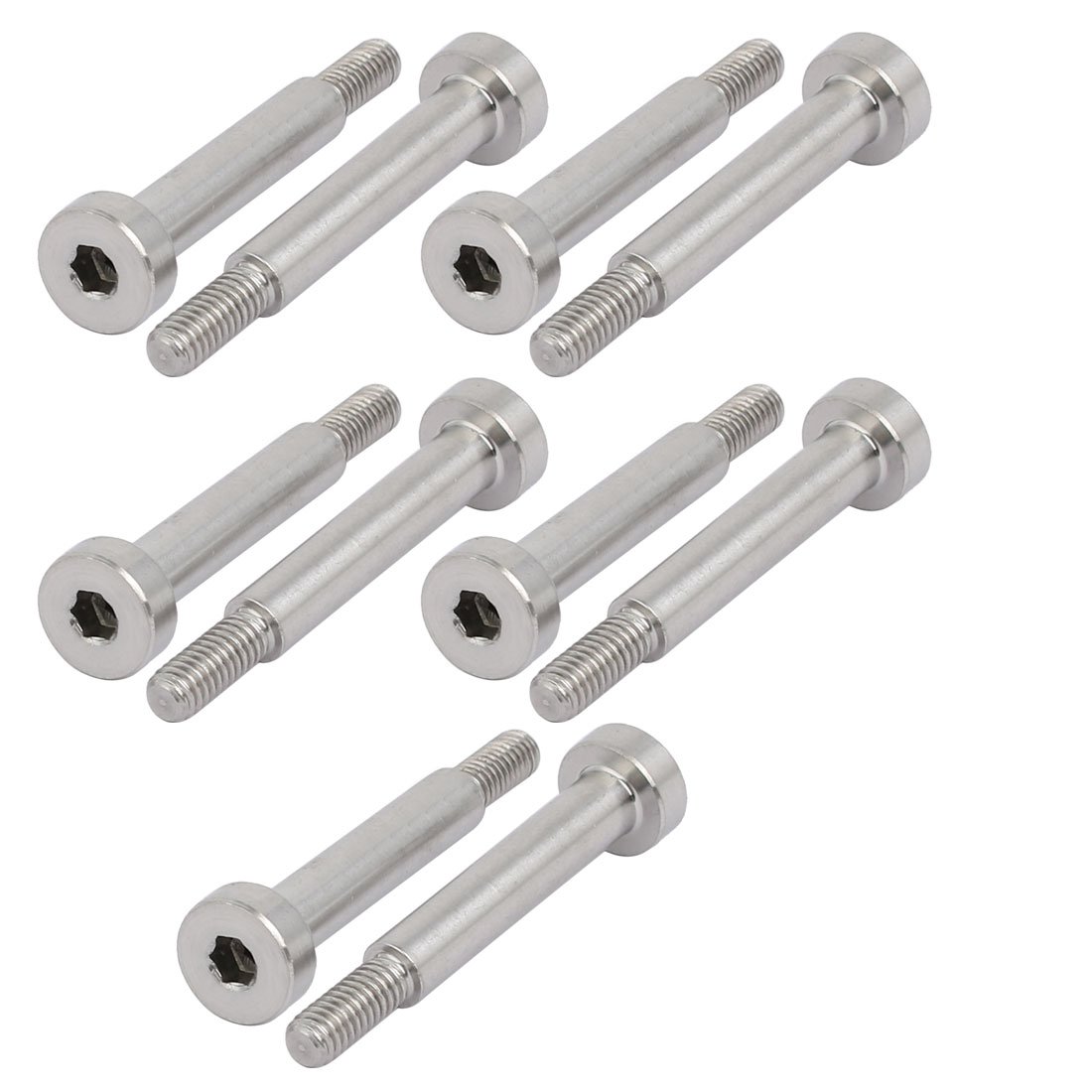 Sourcingmap 10pcs 304 Stainless Steel Hex Socket Shoulder Bolt 5mm Shoulder Dia 25mm Shoulder Length M4 Thread — image 1