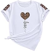 SOLY HUX Women's Letter Heart Graphic Print Tee Short Sleeve Crew Neck T Shirt Casual Summer Tops