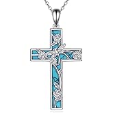 URONE Hummingbird/Dragonfly/Butterfly Necklace 925 Sterling Silver Turquoise Cross Pendant Necklace Hummingbird/Dragonfly/Butterfly Jewelry Gifts For Women