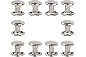 MEGOTO 160sets Stainless Steel Leather Rivets Double Cap Rivet Tubular Metal Studs Repairs Decoration Craft Accessories for Leather Craft Clothes Shoes Bags Belts (10mm Silver)