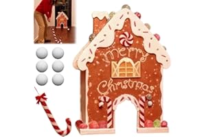 HKNBJ Gingerbread Golf Game Set, Ginger Bread House Candy Canes Golf Kit, Mini Golf with Candycane Sticks and Gingerbread House Goal, Christmas Carnival Games for Family Party Christmas Decorations (1 Set)