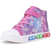 FUNCOO PLUS Boys Girls Light Up Shoes Toddler Canvas Sneakers Kids High Top Fashion Shoe