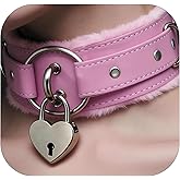 NouAn Leather Choker Necklace for Women - Gothic Collar Choker with Heart Love Lock And Soft Inner Lining - Adjustable Fit for Daily Wear and Themed Occasions Black