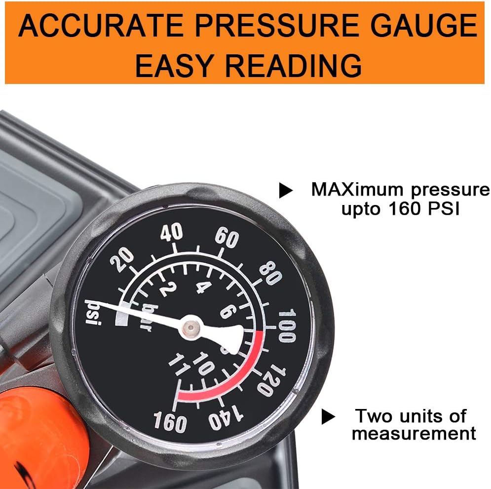 TOOLITIN Floor Bicycle Pump with Gauge, 160 Psi High Pressure, Bike Pump Compatible with Presta and Schrader Valve, Bike Tire Pump for Road Bike, MTB, Hybrid, Balls : Sports & Outdoors