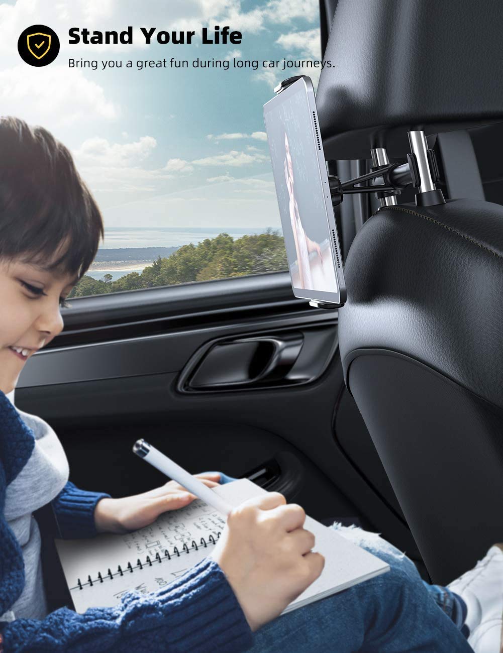 Lamicall Car Headrest Mount, Tablet Headrest Holder - Stand Cradle Compatible with iPad Pro Air Mini, Galaxy Tabs, Other 4.7-10.5