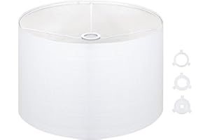 OTTOSEA Large Drum Lamp Shades 16" Top X 16" Bottom X 10" High, Seaside village Medium Lampshades White Lampshades Natural Linen Hand Crafted- Assembly is Required, Lnclude E26-E14-11mm Adapter Ring