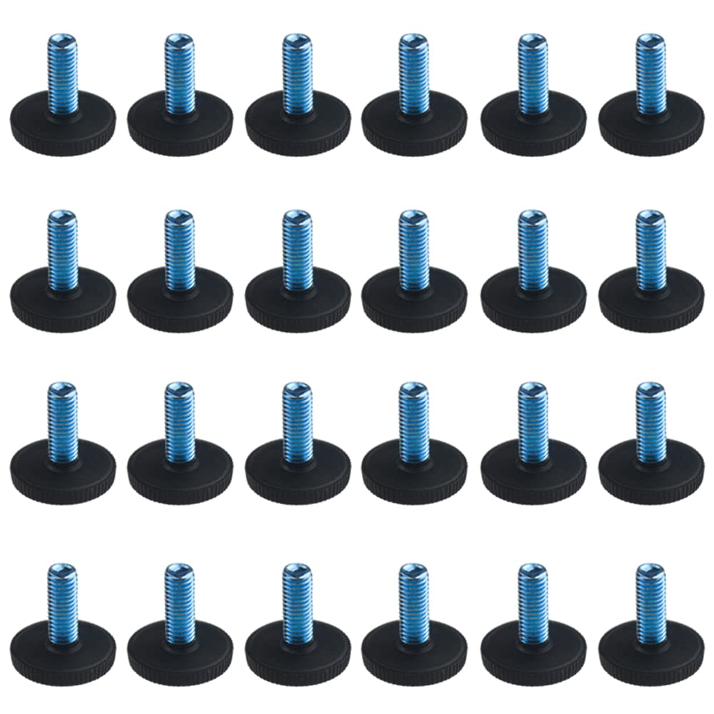 TOVOT 24PCS Adjustable Feet M8 Table Feet Furniture Feet Screw-on Leveling Feet for Furniture Cabinet Chair(27×28MM)