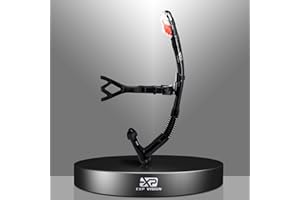 EXP VISION Dry Snorkel, Adult Dive Snorkel Free Breath Diving Snorkel Tube Food-Grade Silicone Mouthpiece Snorkeling Gear with Splash Guard Top Valve and Headstrap Clip for Snorkeling Swimming