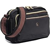 ESVAN Triple Zip Crossbody Bags for Women Fashion Ladies Purse Multi-Pocket Handbags Messenger Shoulder Bag