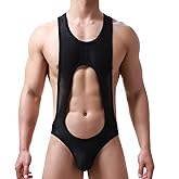 haozaikeji Men's Sexy Jockstrap Bodysuit Leotard Suspender Wrestling Singlet Jumpsuit Thong One-Piece Mankini Swimsuit