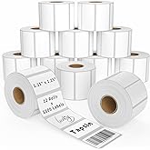 Thermal Labels 2.25 x 1.25, Adhesive Label Stickers 12 Rolls 12000 Label Papers for Barcode, FNSKU, Mailing, Shipping, Compatible with Zebra, Rollo and More Thermal Printers