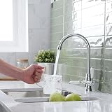 Heable Kitchen Sink Tap White Ceramic Dual Lever Monobloc Chrome Swivel UK view 4