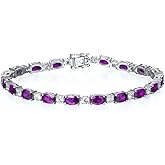 GEMLANTO Sterling Silver Birthstone Tennis Bracelets for Women Gemstone Oval Tennis Bracelets Fine Jewelry Dainty Charm Link for Her 7 Inches