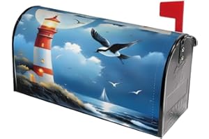 Mount Hour Lighthouse Sea Wave White Cloud Mailbox Covers Magnetic Post Box Cover Wraps Standard Size 21x18 Inches for Garden