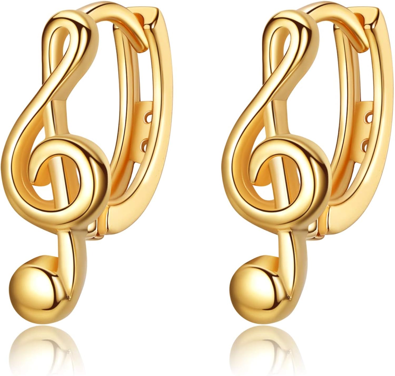 VIKI LYNN Orecchini A Cerchio Con Note Musicali - Argento Sterling 925 Placcato Oro 18K E Zirconia - Idea Regalo