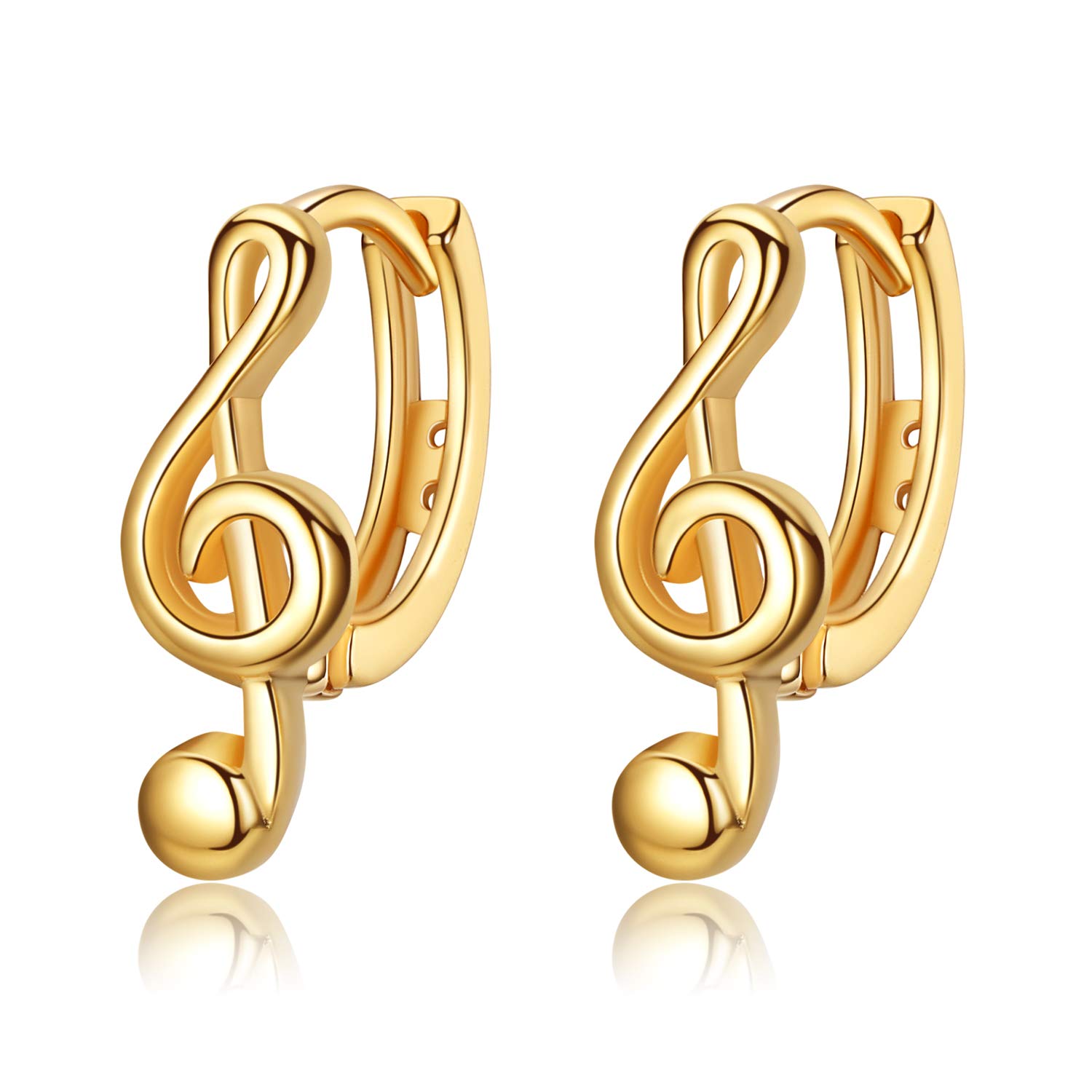 VIKI LYNN Music Note Hoop Earrings for Women Gifts 925 Sterling Silver 18K Gold Plated Jewelry