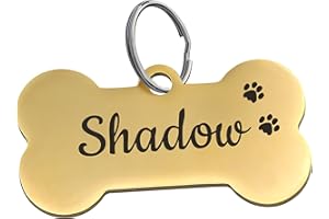 Stainless Steel Deep Laser-Engraved Dog ID Tag (Golden Stainless Steel, Paw Prints)