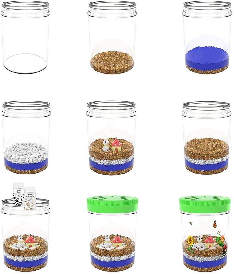 Light-up Terrarium Kit for Kids with LED Light on Lid - Create Your Own Customized Mini Garden in a Jar That Glows at Night - Science Kits for Boys & Girls - Gardening Gifts for Kids - Children Toys: Toys & Games