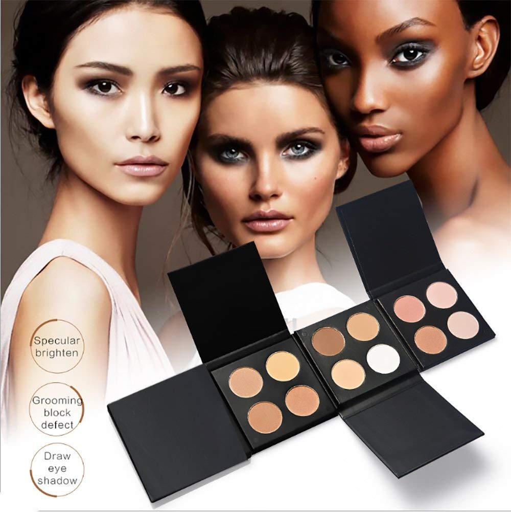 vinmax 4-Color Repair Capacity High-Pearl Powder Matte Powder,Powder Palette Cosmetics Cream Contour & Highlighting Makeup Kit 0.5 Oz-1#