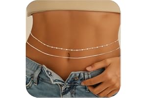 Auirdestina Gold Silver Waist Chain for Women,Belly Chain Body Chain Jewelry Waterproof Adjustable Beach Body Chains Layered