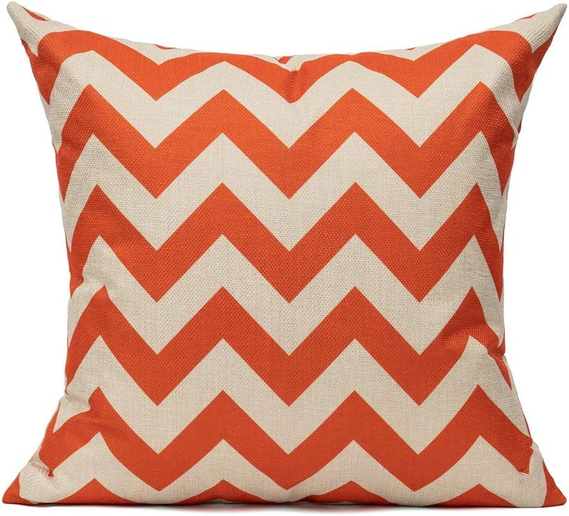 All Smiles Outdoor Patio Throw Pillow Covers Cases Indoor Furniture Decorative Cushion 18x18 Set of 4 for Home Porch Chair Couch Sofa Living Room Geometric Orange: Kitchen & Dining