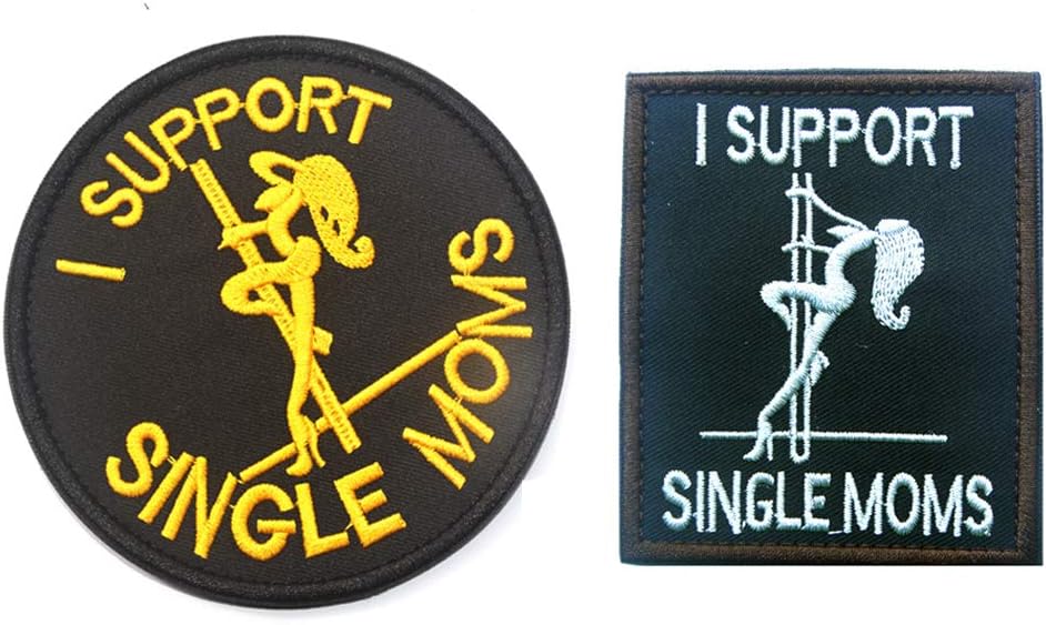 SOUTHYU 2 Pack I Support Single Moms Tactical Morale Military Patches Embroidered Badge Decorative Appliques Hook and Loop Patch
