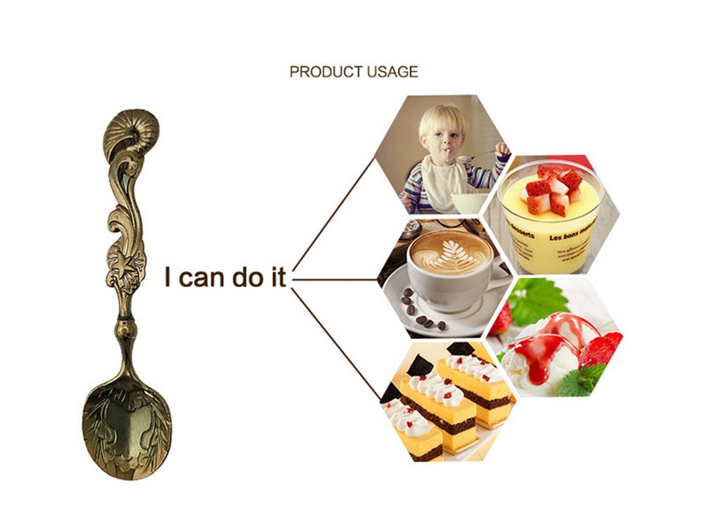 Amazon.com: 5pcs/set Vintage Royal Style Bronze Carved Small Coffee Tools Tableware Cutlery Kitchen Dining Bar Tools (golden): Kitchen & Dining