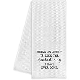 HIWGGSP 16" X 24" Funny Kitchen Towels, Decorative Waffle Weave Kitchen Towels, Hilarious Hand Towel, Funny Dish with Sayings, Humorous Gifts for Women Men - A20