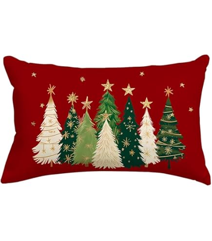 Fundas De Almohada Rojas Y Negras De Búfalo A Cuadros Navideñas De 12 X 20 Pulgadas, Fundas De Almohada Con árboles De Navidad, Fundas De Almohada De Merry Christmas, Fundas De