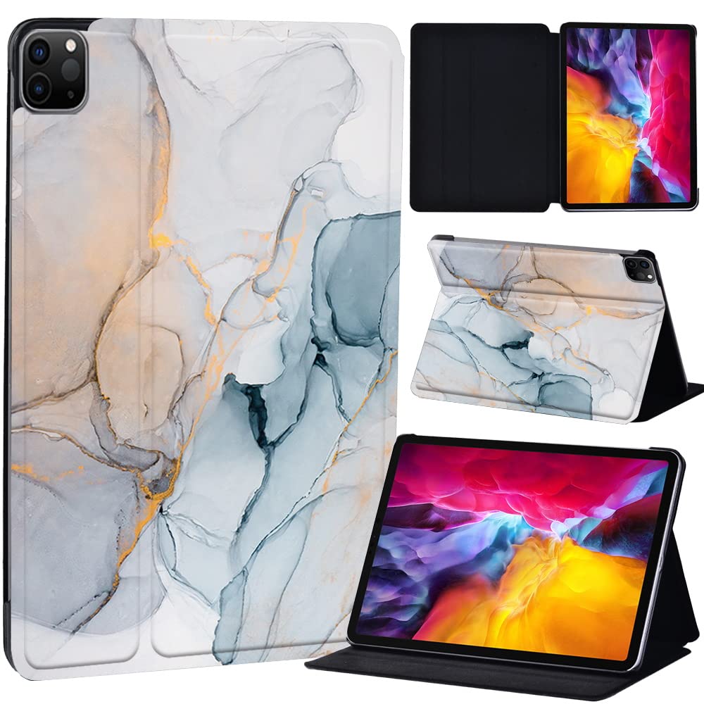 PU Leather + hard shell Ultra slim lightweight Folio Flip Tablet Stand Smart Cover Case Fit iPad Air 4 10.9" (2020) / iPad Pro 11" (2018 2020 2021) (light blue)