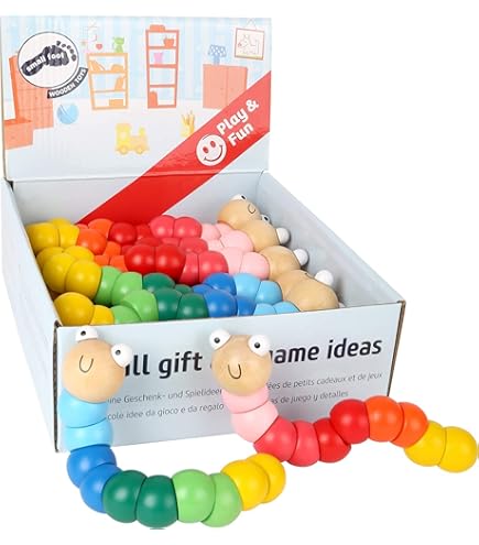 Bigjigs Toys Wooden Wiggly Worm (2 Pack) - Colourful Sensory Toy Worm, Caterpillar Toy, Ideal Baby Fidget Toy For 1+ Years, Cheap Pocket Money Toys And Stocking Fillers