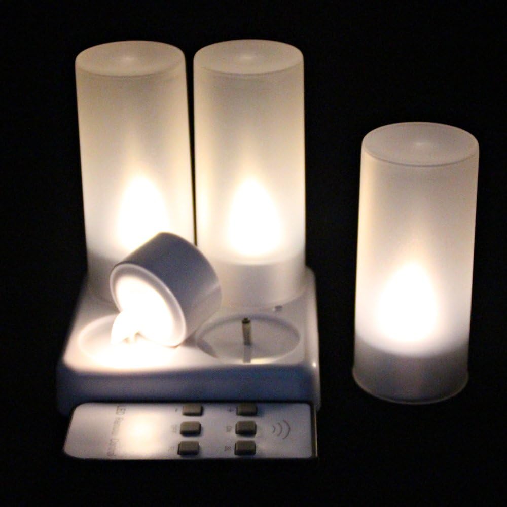 EuroFone LED Rechargeable Candle Flameless Tealight with Remote Control 4pcs/Set (Warm White)