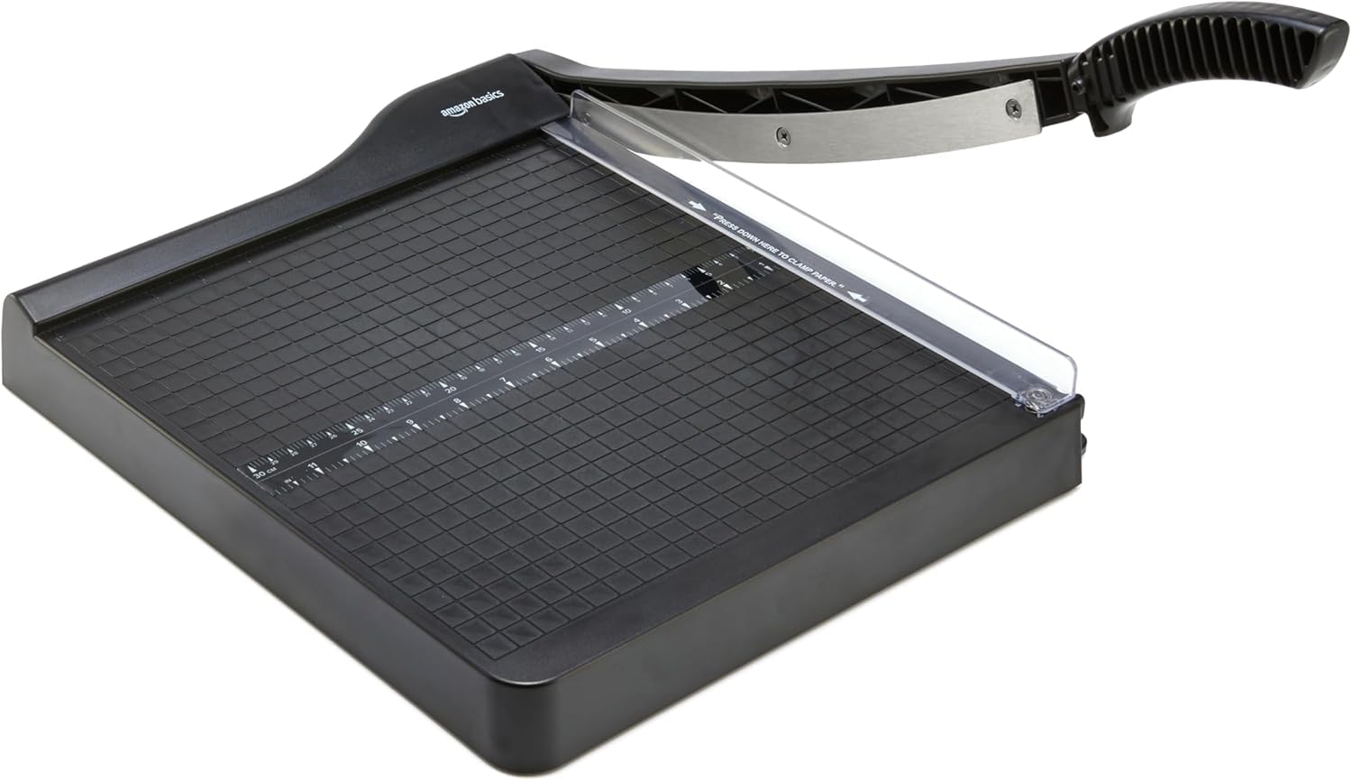Photo 1 of **HANDLE BROKE OFF**Amazon Basics Paper Trimmer Cutter for Office and Crafts, Heavy-Duty, Portable Guillotine Paper Cutter with Blade Lock, 12-Inch, 10-Sheet Cardstock, Photos