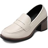 SHIBEVER Women's Low-Heeled Loafers: Block Heel Dressy Penny Loafer Slip-On Business Casual Women Shoes