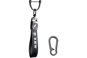 ASGKEB Compatible with for BMW 1 3 4 5 6 7 Series and X3 X4 M5 M6 GT3 GT4 Black Holder Key Chain Genuine Leather Universal Key,360 Degree Rotatable D-Ring and Screwdriver(Black)